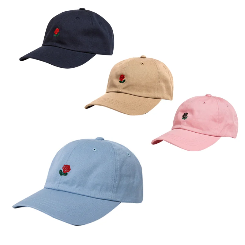 

Woman Embroidery Cotton Baseball Cap Boys Girls Outdoor Hip Hop Flat Hat Cotton Rose Embroidered Baseball Cap Gorras Para Mujer