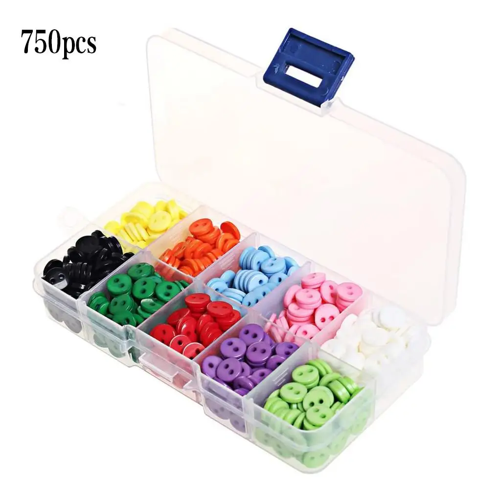 

750 Pcs/set 2-hole Buttons Clothing DIY Sewing Crafting Plastic Round Buttons Sewing Accessories