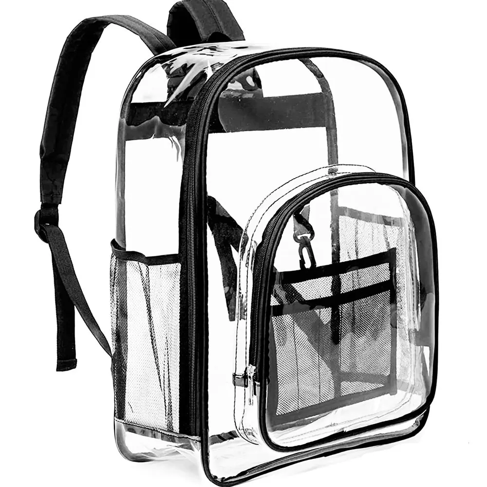 

Clear Backpack Heavy Duty Stadium Approved PVC Transparent Backpacks for Kids Adults Clear School Bookbag with Reinforced Strap