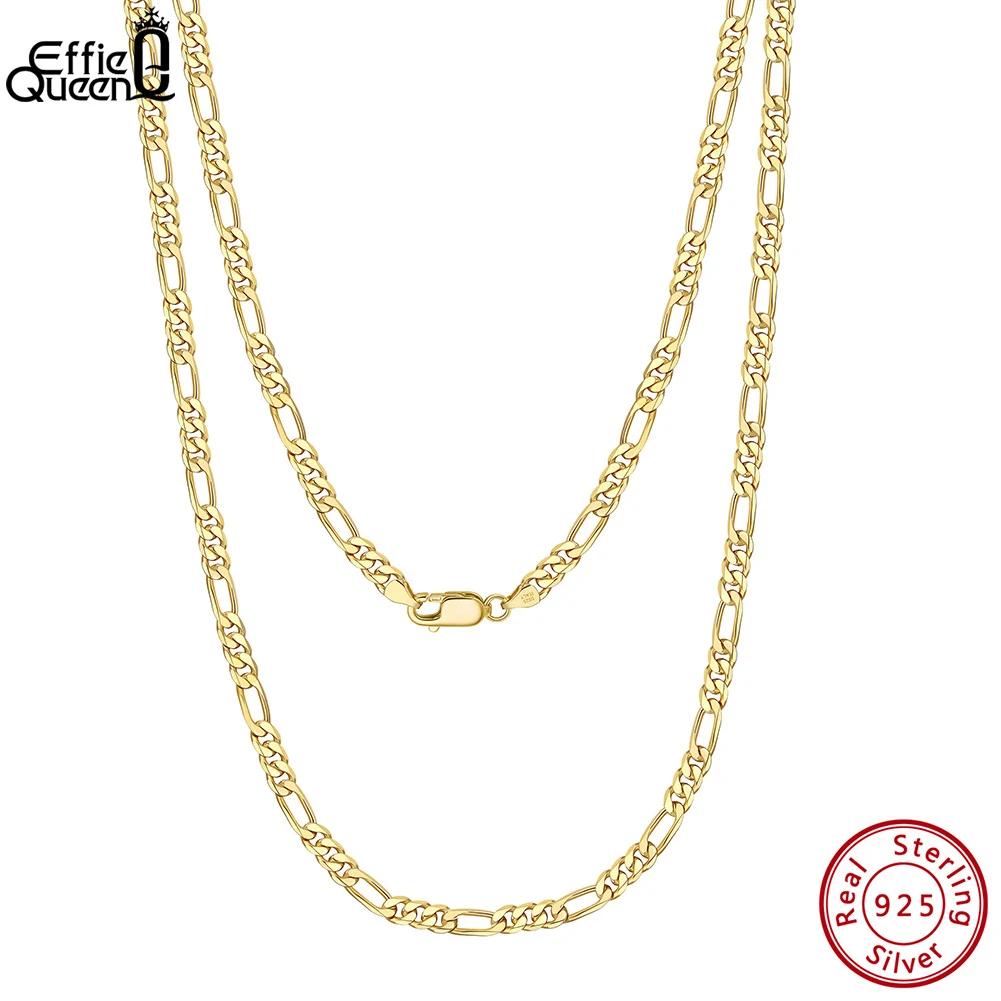 Effie Queen 3 3-5 мм ожерелье-цепочка Фигаро с бриллиантами стерлинговое серебро 925