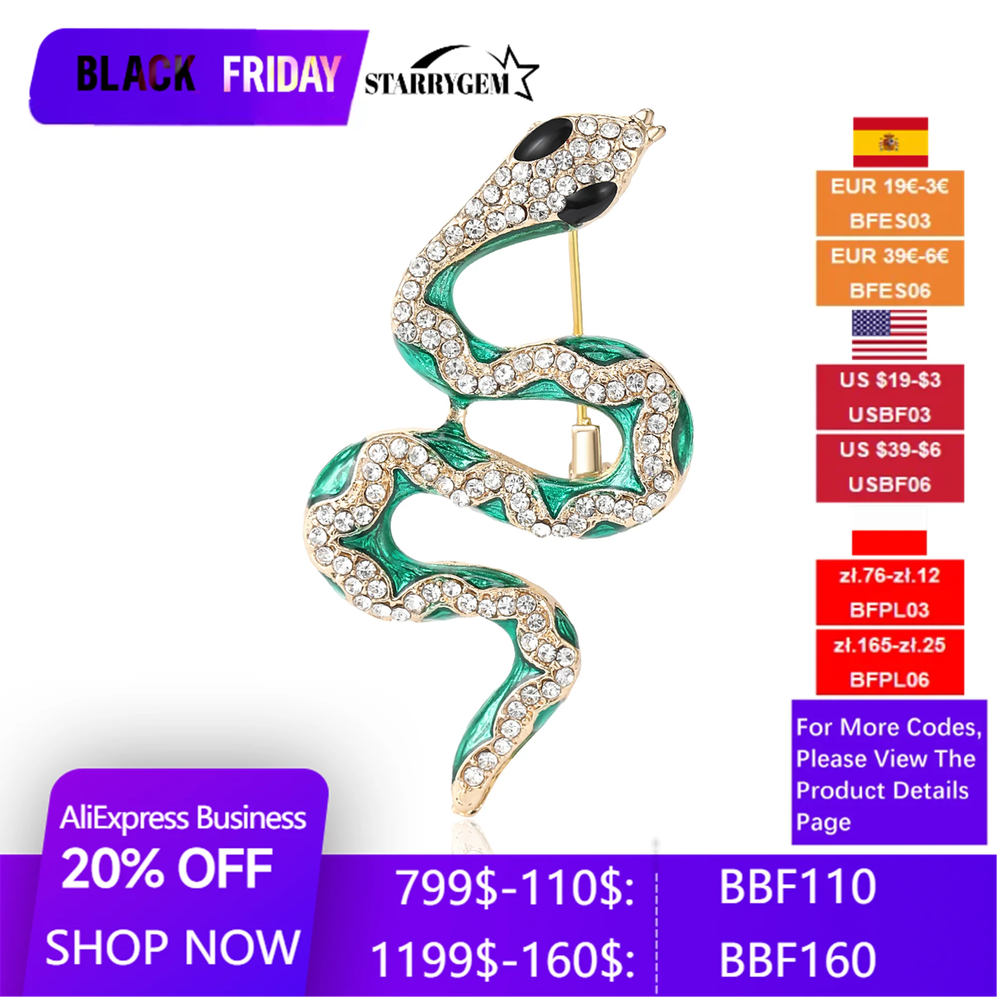 Женская брошь в виде змеи