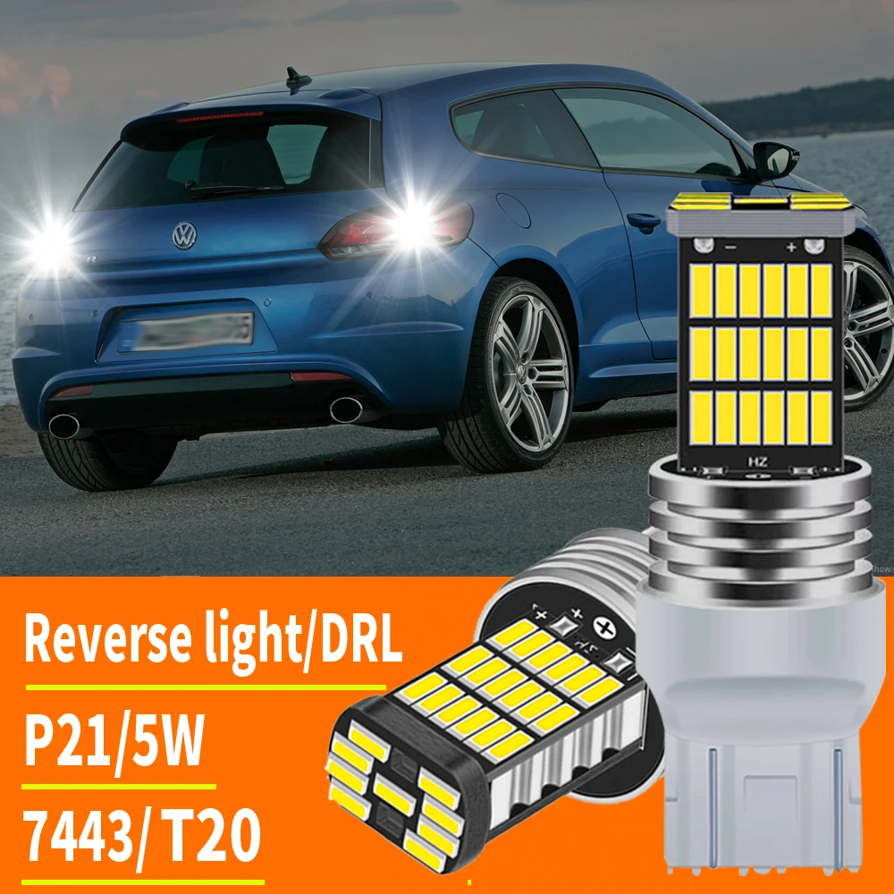

Светодиодные лампы T20 7443 W21/5W, 2 шт., супер яркие светодиодные лампы 4014 45SMD, резерсветильник заднего хода для автомобильной сигнальной лампы 6000K DC12V DRL Белый