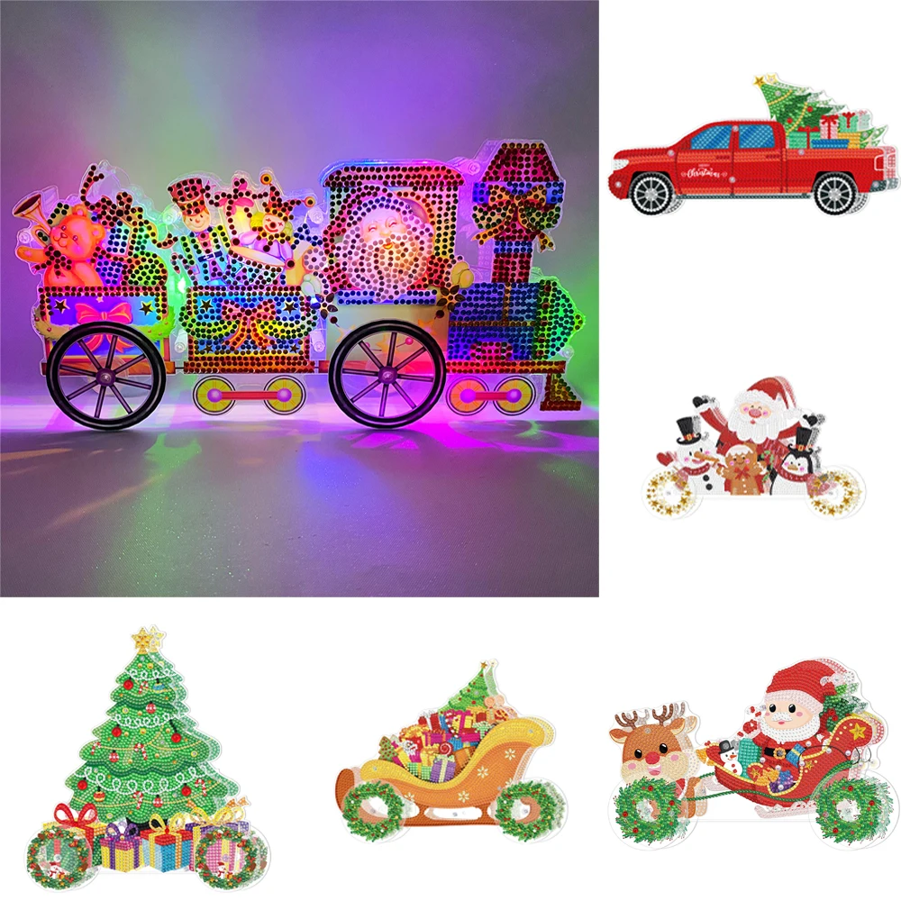 

New DIY Luminous Diamond Painting Christmas Car Toy Special-shaped Drill Diamond Embroidery Mosaic Desk Decor Ornament Xmas Gift