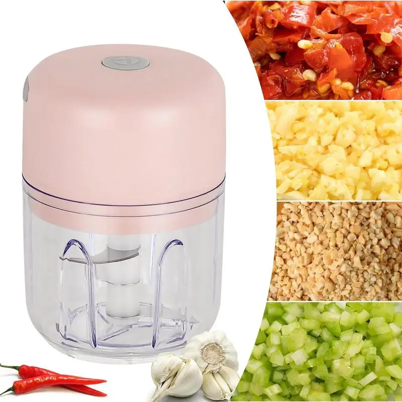Mały elektryczny rozdrabniacz do czosnku Elektryczny robot kuchenny Bezprzewodowy mały przenośny Rozdrabniacz ze stali nierdzewnej 304 z USB