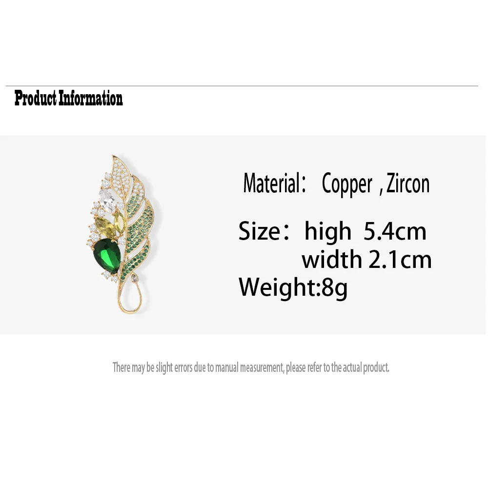 Элегантная Брошь в ретро стиле с изумрудами виде листьев женская эксклюзивная