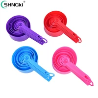 69pcslot measuring cups and measuring spoon scoop silicone handle kitchen measuring tool blueredpinkpurple
