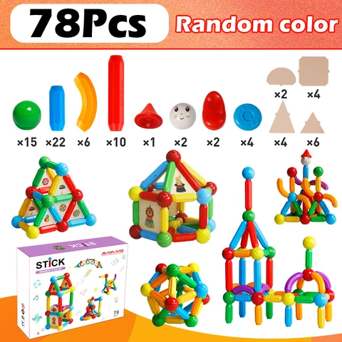 Набор Магнитных строительных блоков, детская игра, игрушки, магнитные палочки, шарики Монтессори, обучающие игрушки для детей, подарок