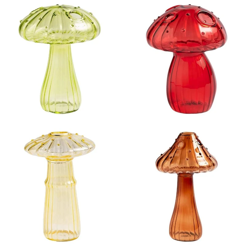 

4 Pcs Hydroponic Plant Vases Mushroom Flower Vases For Home Office Living Room Deco