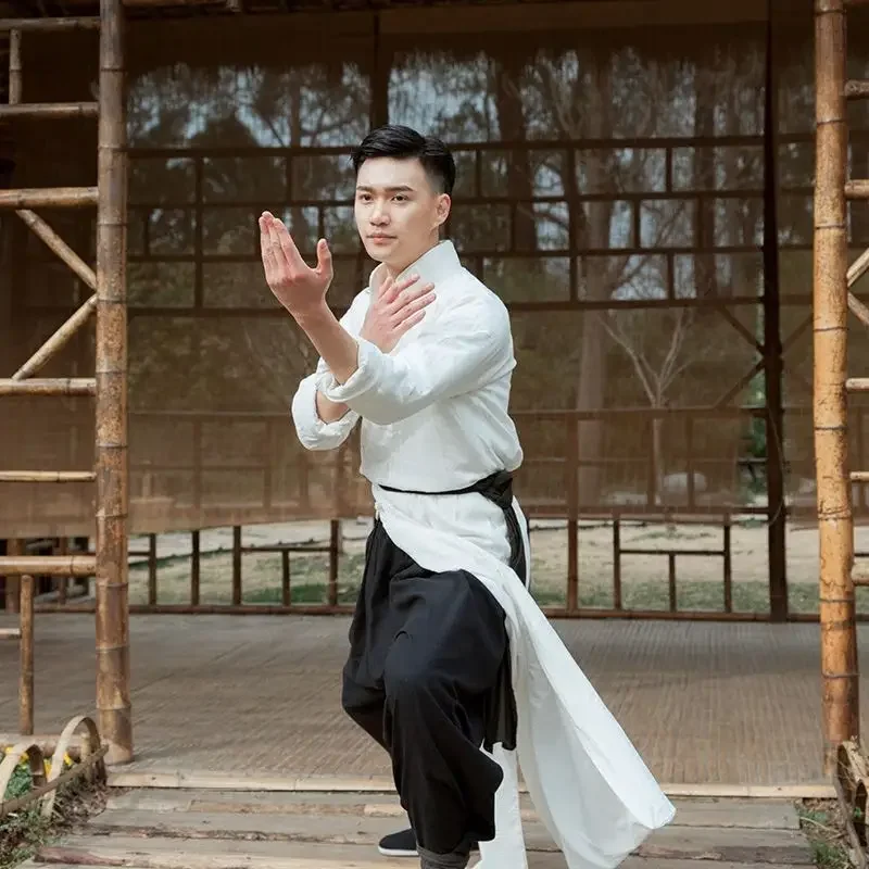 Фото Кунг-фу Ханфу Боевые искусства Вонг Фэй повесить Yip Man Wing Chun Костюм для выступлений Древний костюм Длинная рубашка халат ханьфу №4