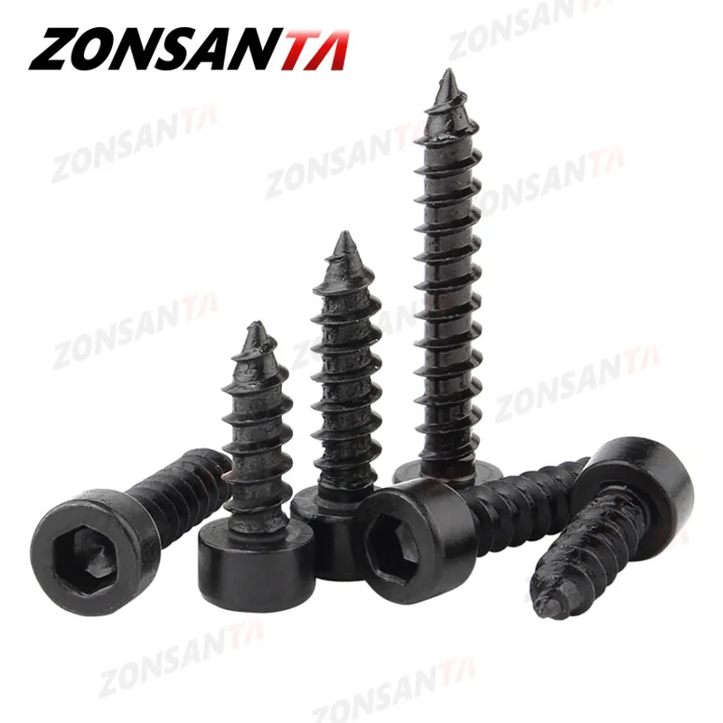 

Саморезы ZONSANTA черные шестигранные M2-M6 8.8