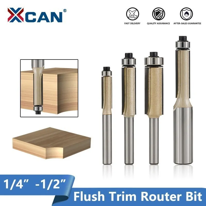 

Wood Milling Cutter Flush Trim Router Bit End Mill 1/4 1/2 inch Shank For Wood Trimming Cutters With Bearing Woodworking Tool