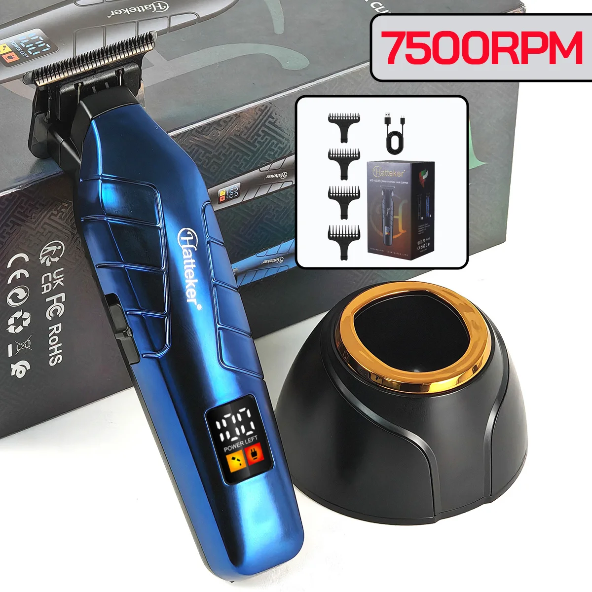 Профессиональный салонный электрический беспроводной триммер для волос Hatteker 6029