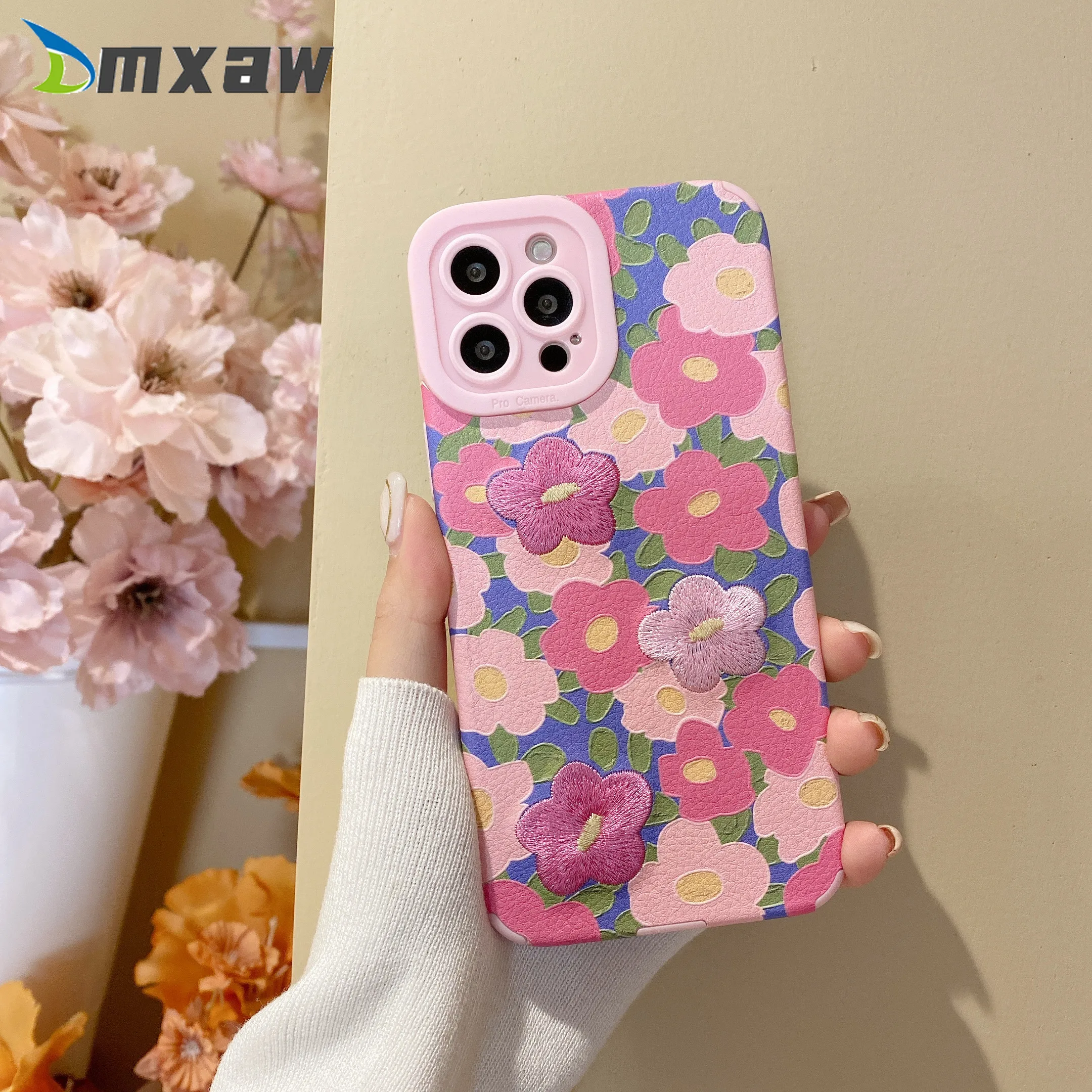 fashion embroidered tulip flower phone case for xiaomi mi 11 lite 10 10s 9 poco f3 redmi k40 k30 k20 note 8 pro soft back cover free global shipping