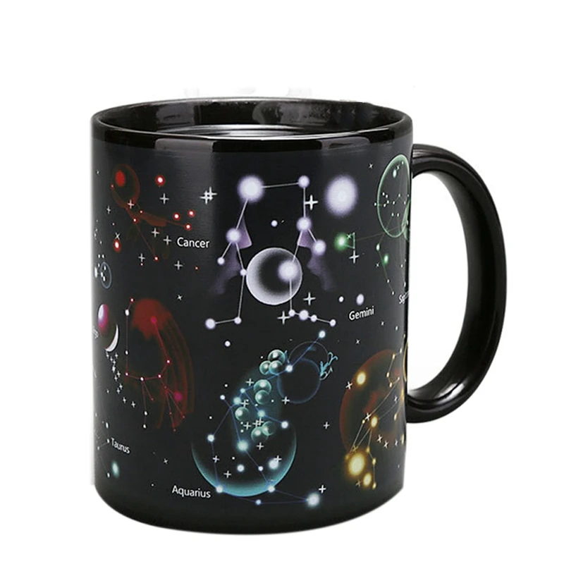 

Кружки с изменением цвета 12 созвездий, фарфоровая кружка, ручная роспись, звездное небо, пуэр, чайная кружка, кофейная чашка, посуда для напи...