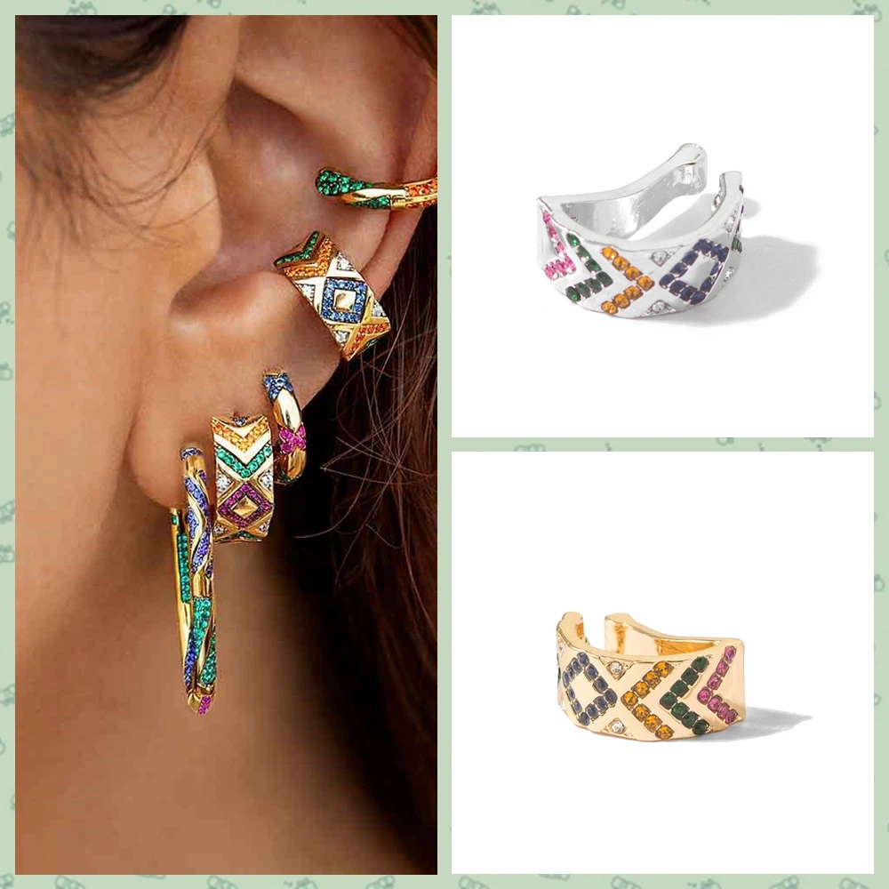 

Fashion Cute Bohemian Women's Earrings Cubic Zirconia Metal Single Earring Mini Ears Clip Dance Party Gift Unusual Jewelry