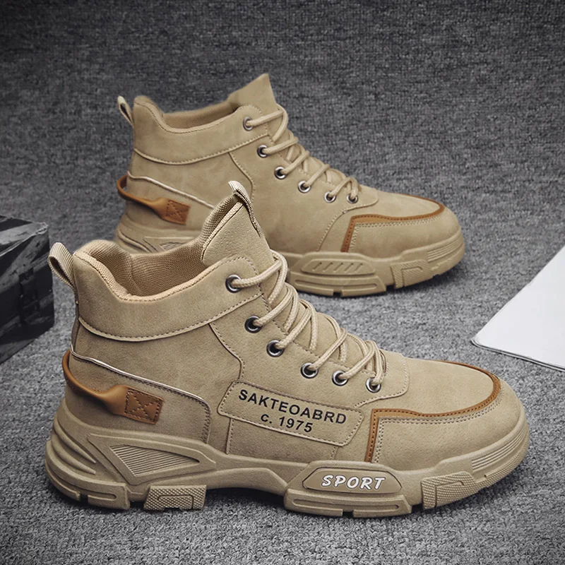 

Spring and Autumn New Sports Hiking Boots Fashion All-match Black High-top Men's Boots Wear-resistant Non-slip Men's Work Boots