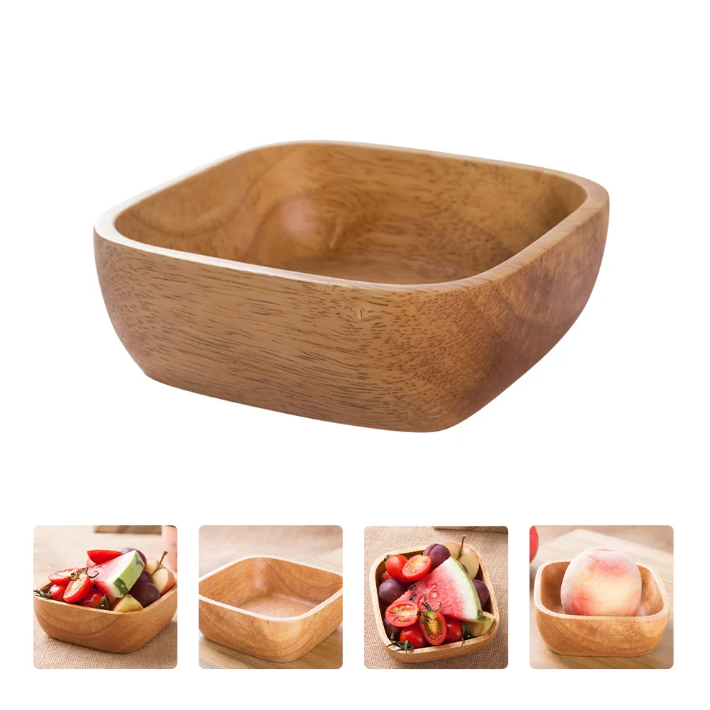 

Bowl Rice Wooden Wood Bowls Fruit Bamboo Rustic Plate Square Tableware Organizers Key Fruits Soup Noodle Dishes Seasoning Salad
