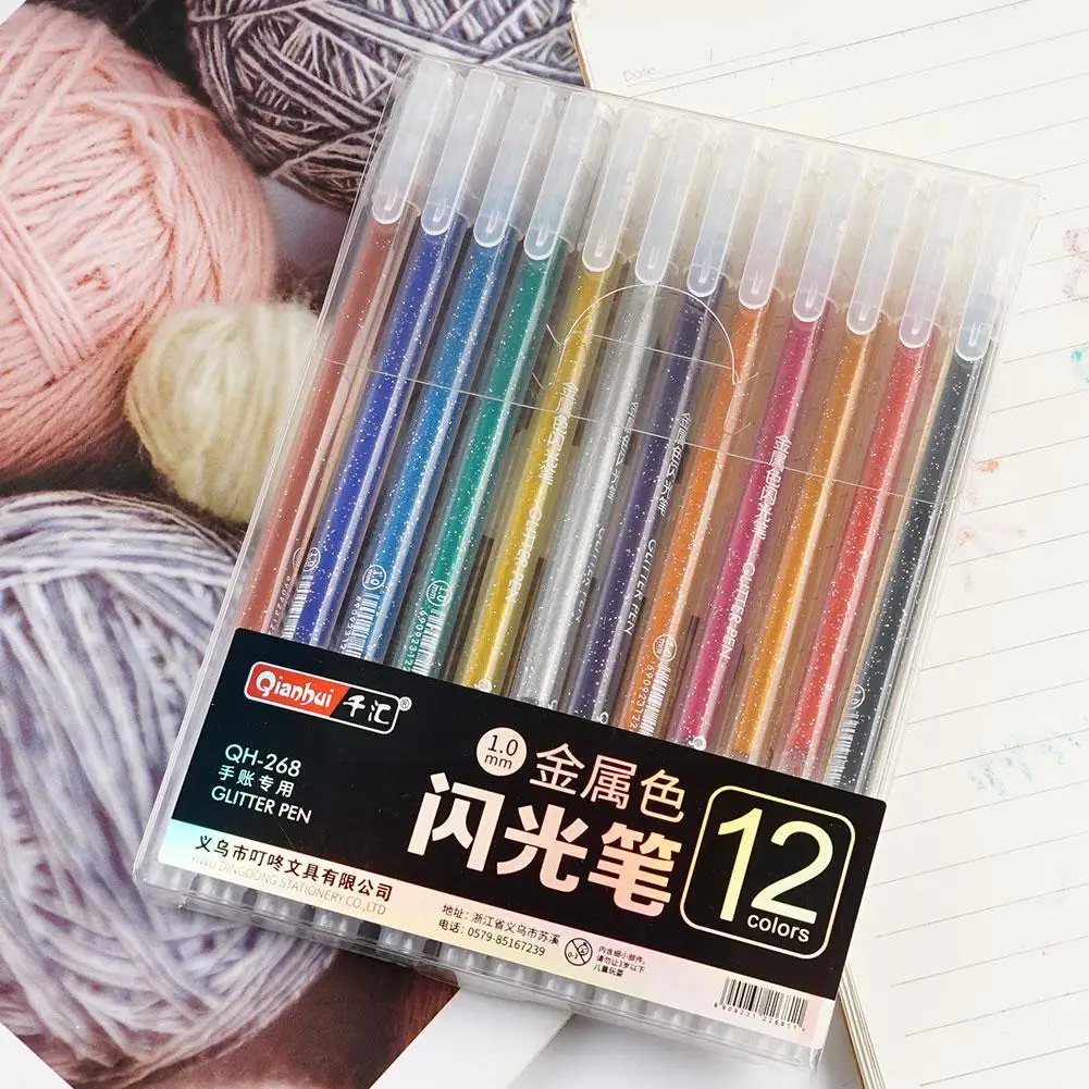 

12 шт./набор, гелевые ручки с блестками