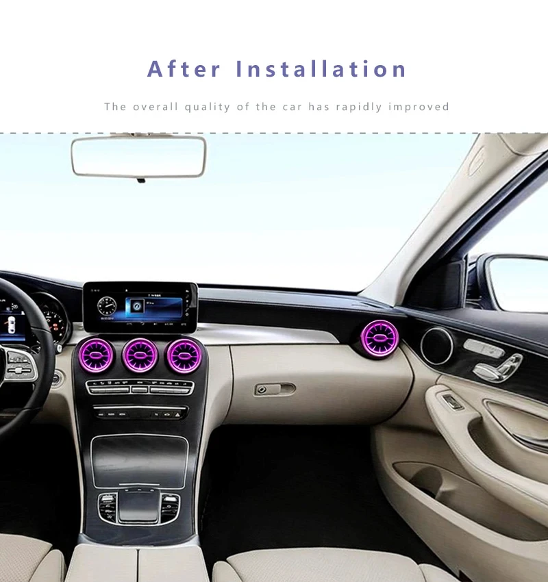 Для Benz Air Vent турбинная насадка лампа 64 цвета окружающие светодиодные фонари