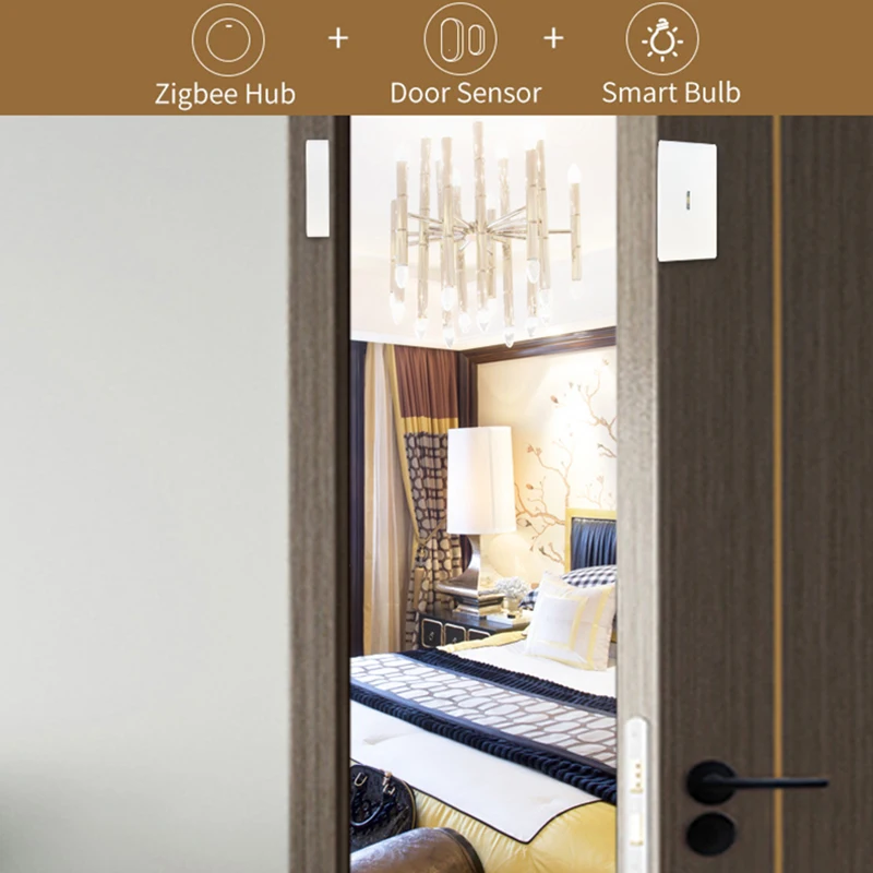 ZigBee Tuya Smart Door/Window Sensor Alarm, Door Open/Close Detector, Compatible with Alexa,Ewelink Hub. enlarge