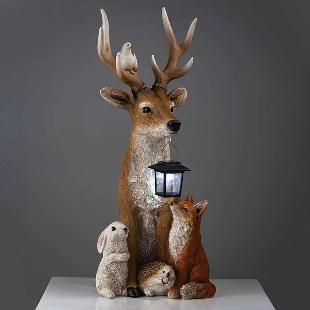 

Статуя оленя из смолы креативная изысканная работа фигурка животного декоративная лампа лиса кролик Ежик настольное украшение