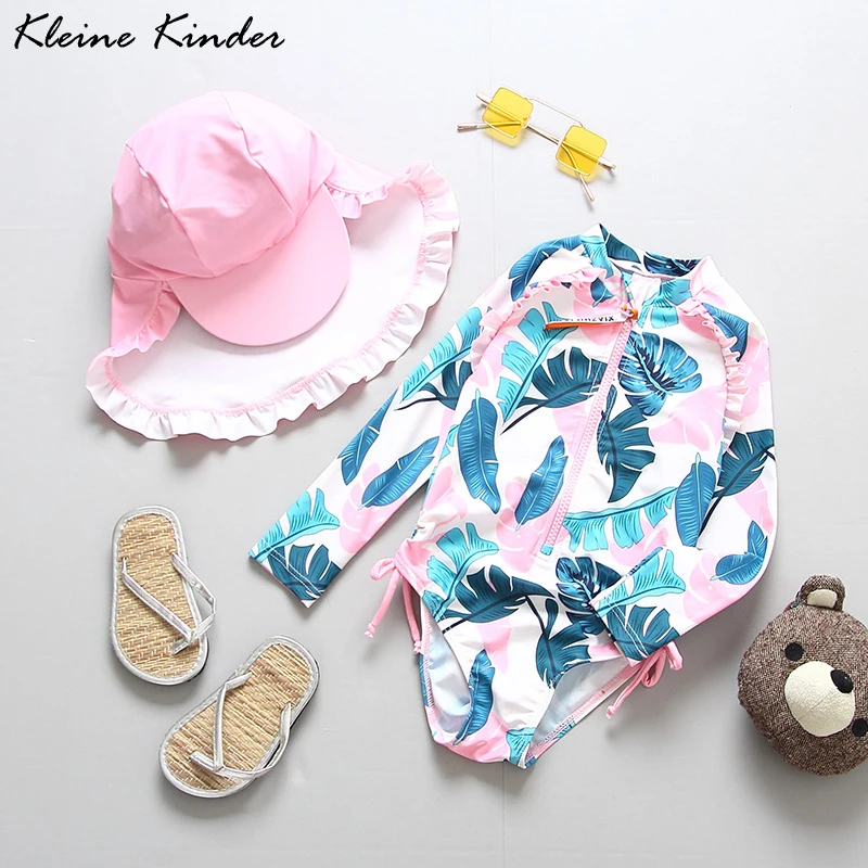 Swimsuit Baby One Piece UPF50 UV Protection Girls Swimwear Floral Print Children's Bathing Suit Toddler Beach Pool Swimming Wear