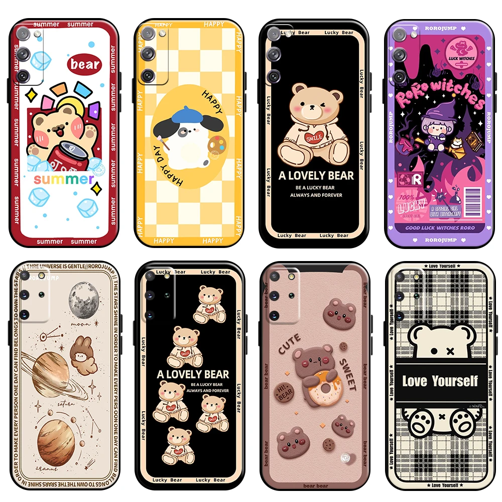 

Fashion Cute Cartoon Bear Phone Case For Samsung Galaxy S22 S21 S20 Ultra FE 5G S10 10E S9 Plus Lite Soft Coque Back