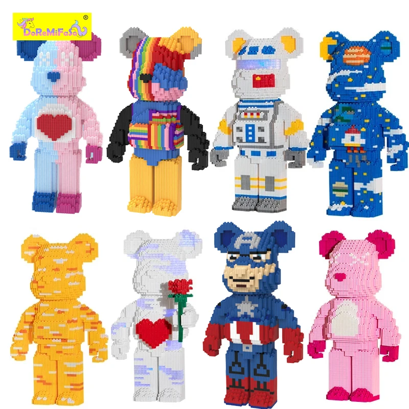 

2000PCS+ Bearbricks Bearbricking With Light Building Blocks Love Violent Bear Bearbrick Micro MOC Block Construction Bricks Gift