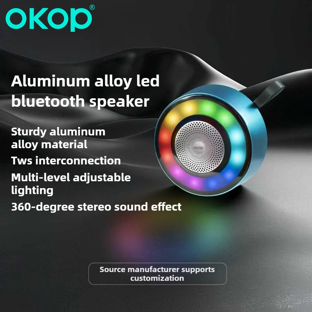 Фото OKOP Беспроводной Bluetooth-динамик Металлическая коробка Открытый велосипед Портативный Bluetooth-динамик Велоспорт Музыкальный плеер RGB Цветной свет TF USB №2