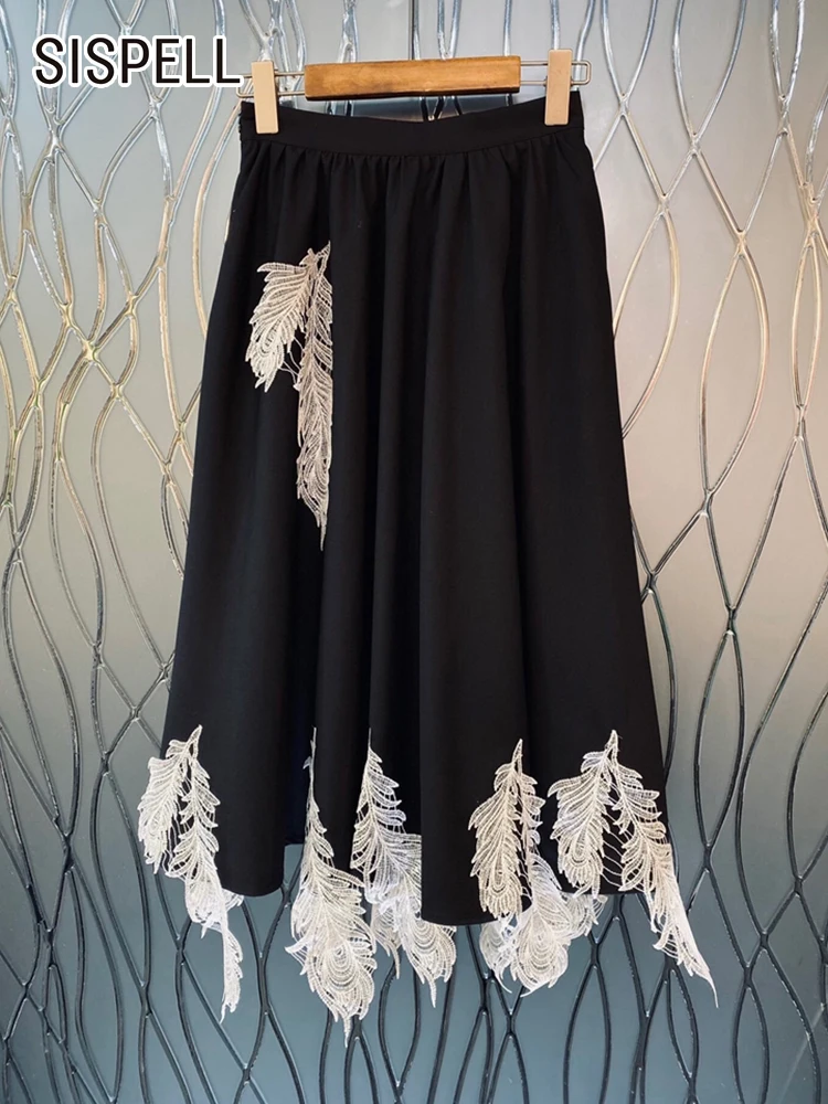 

Женская юбка с перьями SISPELL, повседневная однотонная Свободная рубашка с высокой талией в Корейском стиле, лето 2023