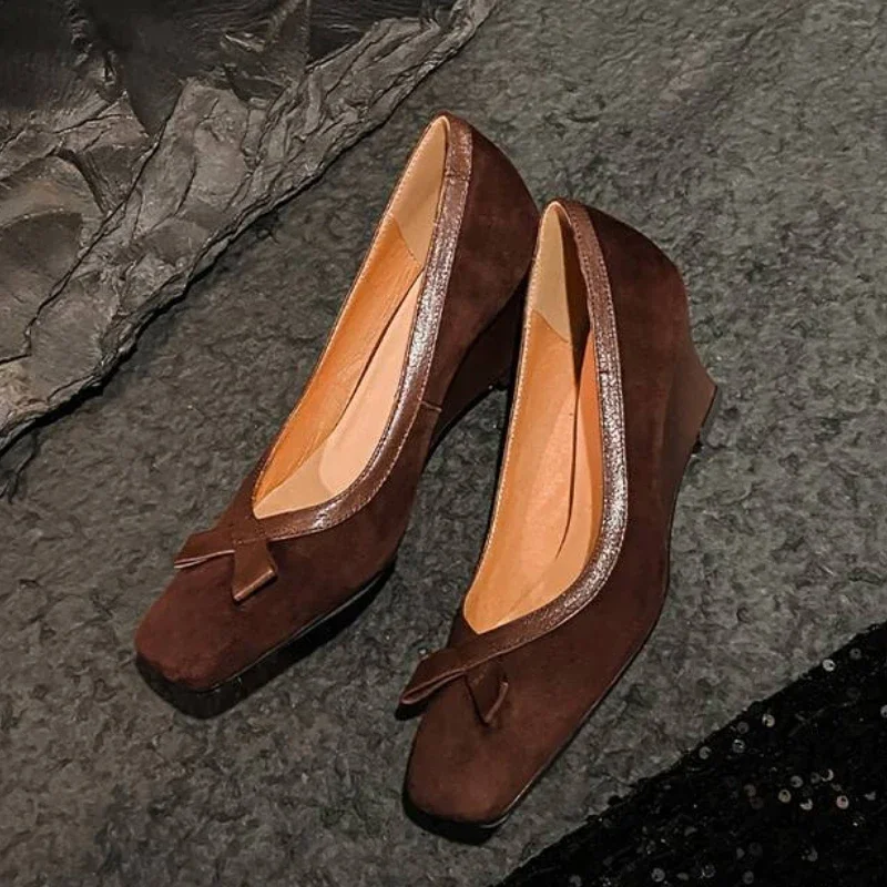 Женская обувь замшевая кожаная для женщин женские туфли-лодочки на массивном