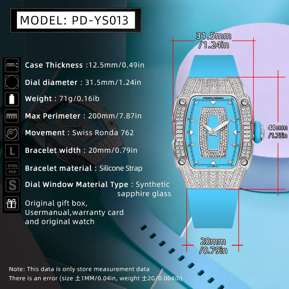 Часы PAGANI Женские Кварцевые водонепроницаемые дизайнерские модные роскошные
