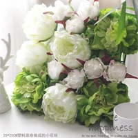 20pcs 25cm25cm artificial silk green with white peony flower wall wedding decoration home decor party flowers wall