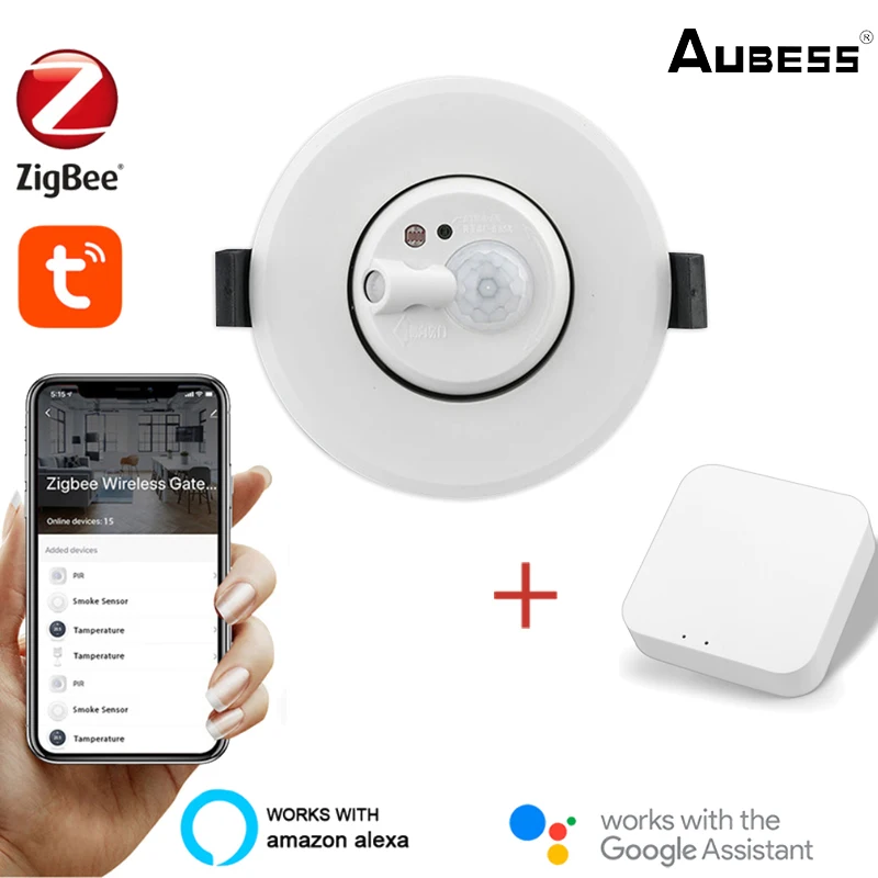 

Smart Tuya ZigBee3.0 Ceiling-mounted Human Presence Sensor Motion Sensor Alarm Compatible With Tuyasmart APP Smart Life APP