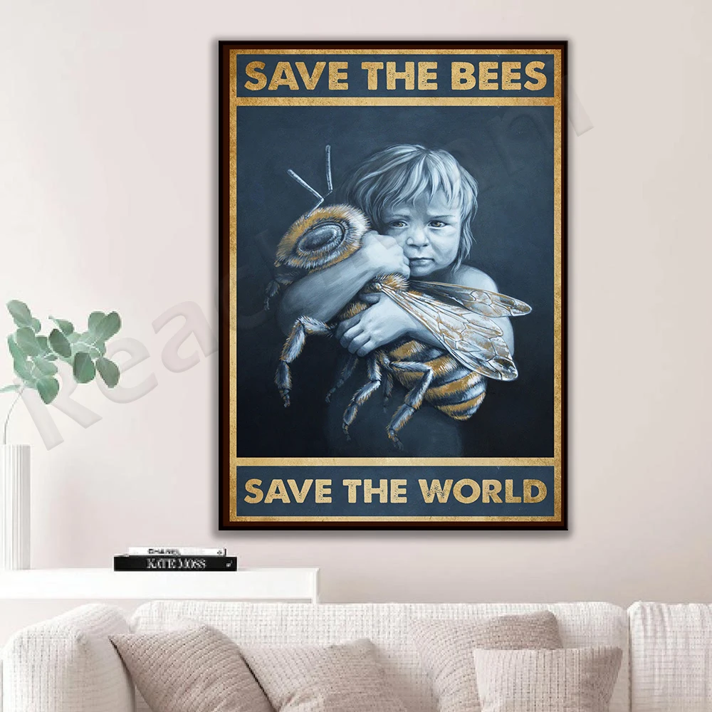 

Save the Bees Save the World Poster Bee Lovers Beekeepers Living Home Decor Wall Art Posters