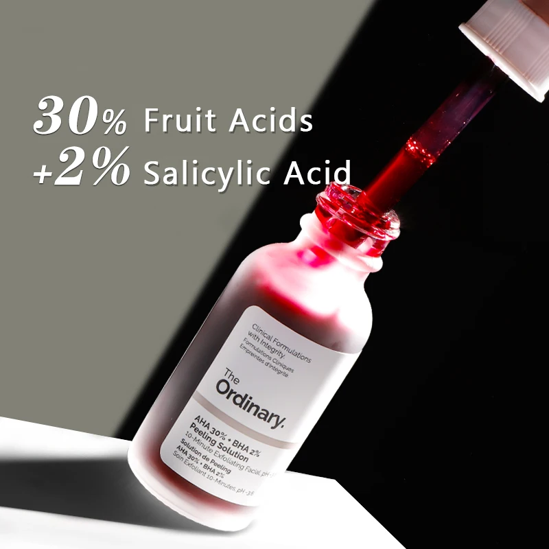 

Skin Care Fruit Acid Facial Serum Peeling Solution AHA 30% + BHA 2% Nicotinamide Hyaluronic Acid Retinol Exfoliating Acne