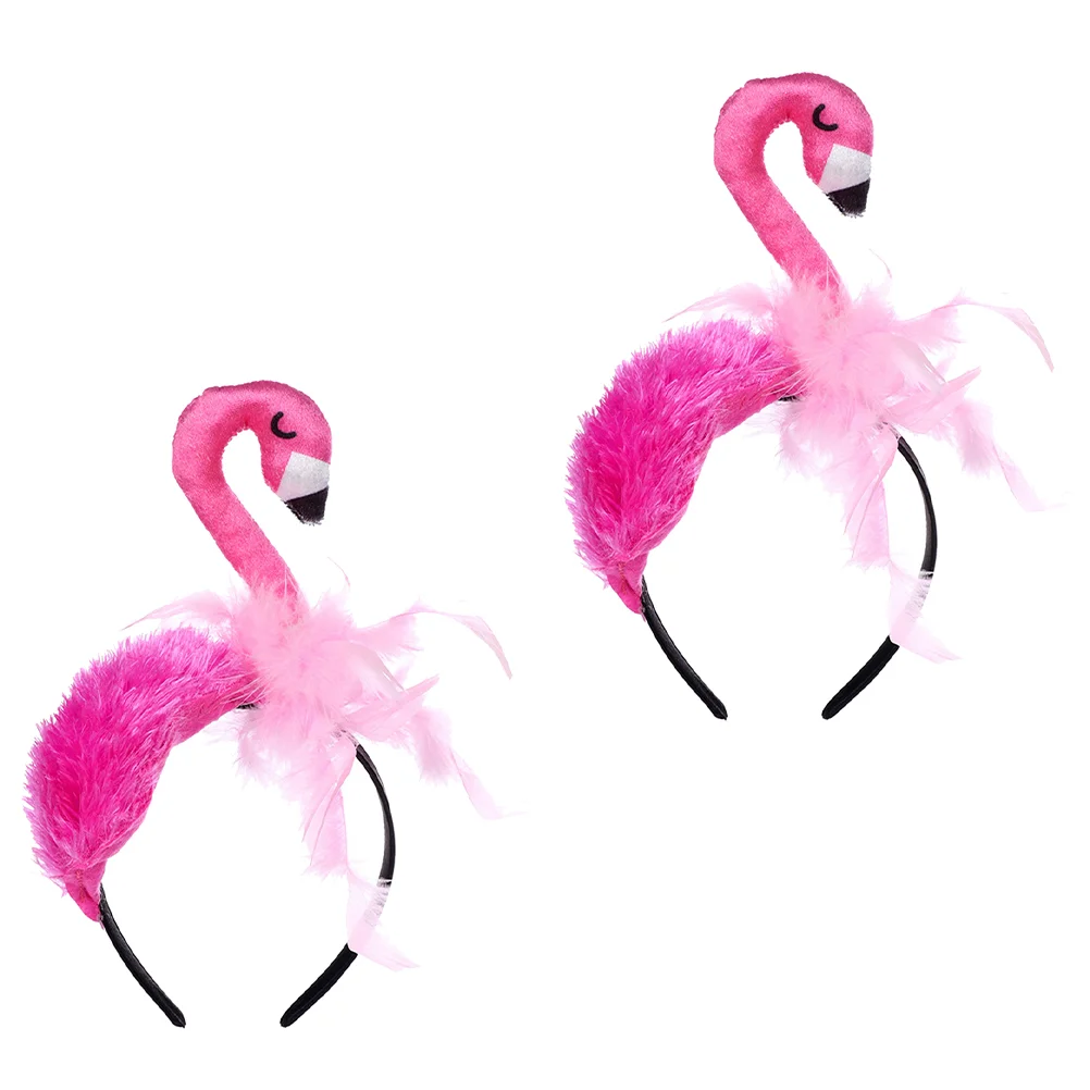 

2 Pcs Photo Flamingo Headband Child Hawaiian Outfits Kids Headpiece Adorable Hair