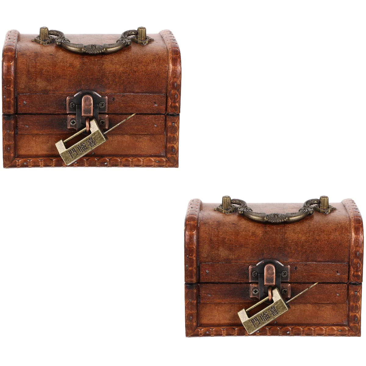 

2pcs Vintage Trinket Box Lock Case Decorative Storage Box