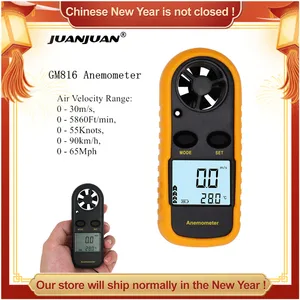 Цифровой анемометр GM816, мини-датчик скорости ветра, температуры воздушного потока с ЖК-дисплеем, подсветка, измеритель скорости ветра, Скидка 40%