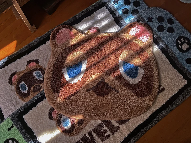 

High Quality Game Rugs NS Cute Bear Tom Nook Cartoon Switchs Soft Carpet Imitation Cashmere Chair Floor Mat Bedroom Home Decor