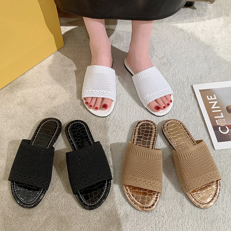 Woman Spring Summer New Candy Color Towel Printed Slippers Embossed Cotton Sandals Women All-match Sandals Flat Slippers Girl