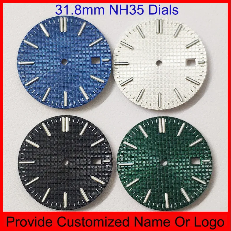 

NH35 Dials 31.8mm Modified By A Logo Watches Dial Green Luminous Calendar Window Provide Customized S Or Your Logo Case Parts