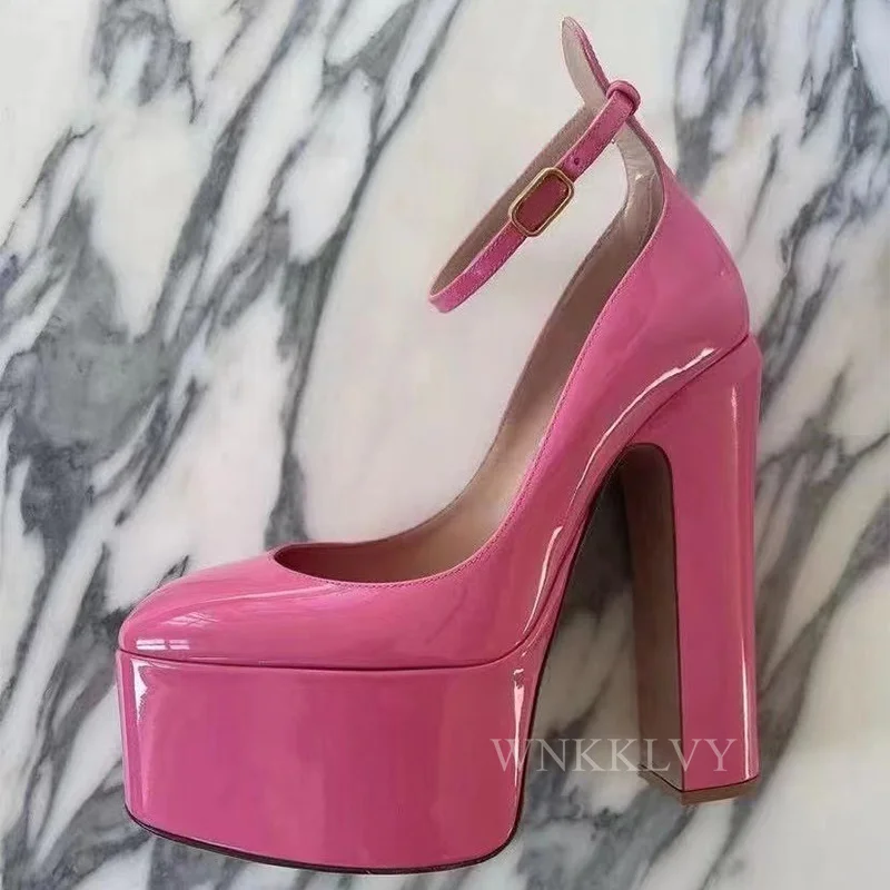 

Platform Super high heels women ankle strap spring summer party shoes new sexy pumps T-show runway sandalies feninina 2022