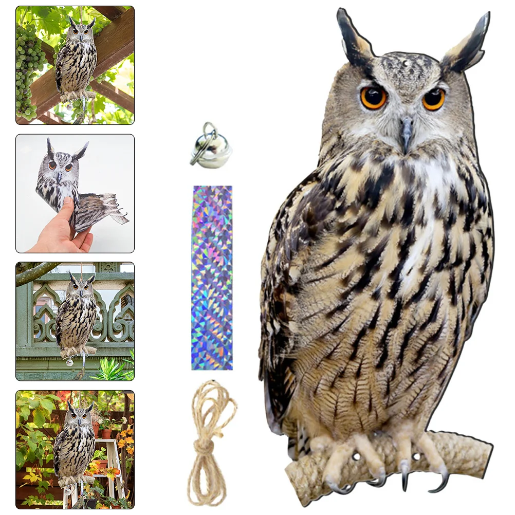 

Owl Pendant Bells Crafts Garden Hanging Ornament Realistic Bird Deterrent Decorate Deterrents Pp Yard Chic Owls Frighten Birds