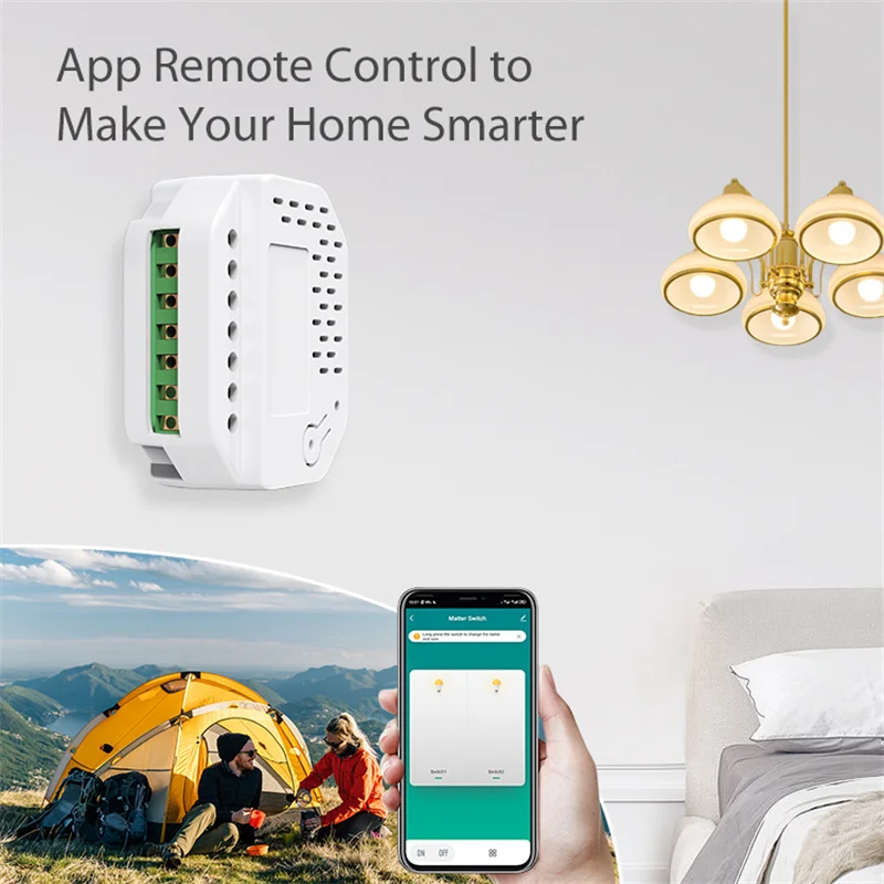 Беспроводное управление Tuya Smart Matter WiFi релейный переключатель совместим с Homekit Alexa