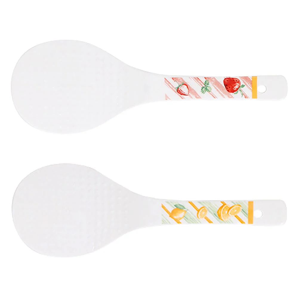 

2 Pcs Mixing Spoon Ceramic Rice Server Metal Scraper Salad Spoons Serving Spatula Heat Resistant Accessories