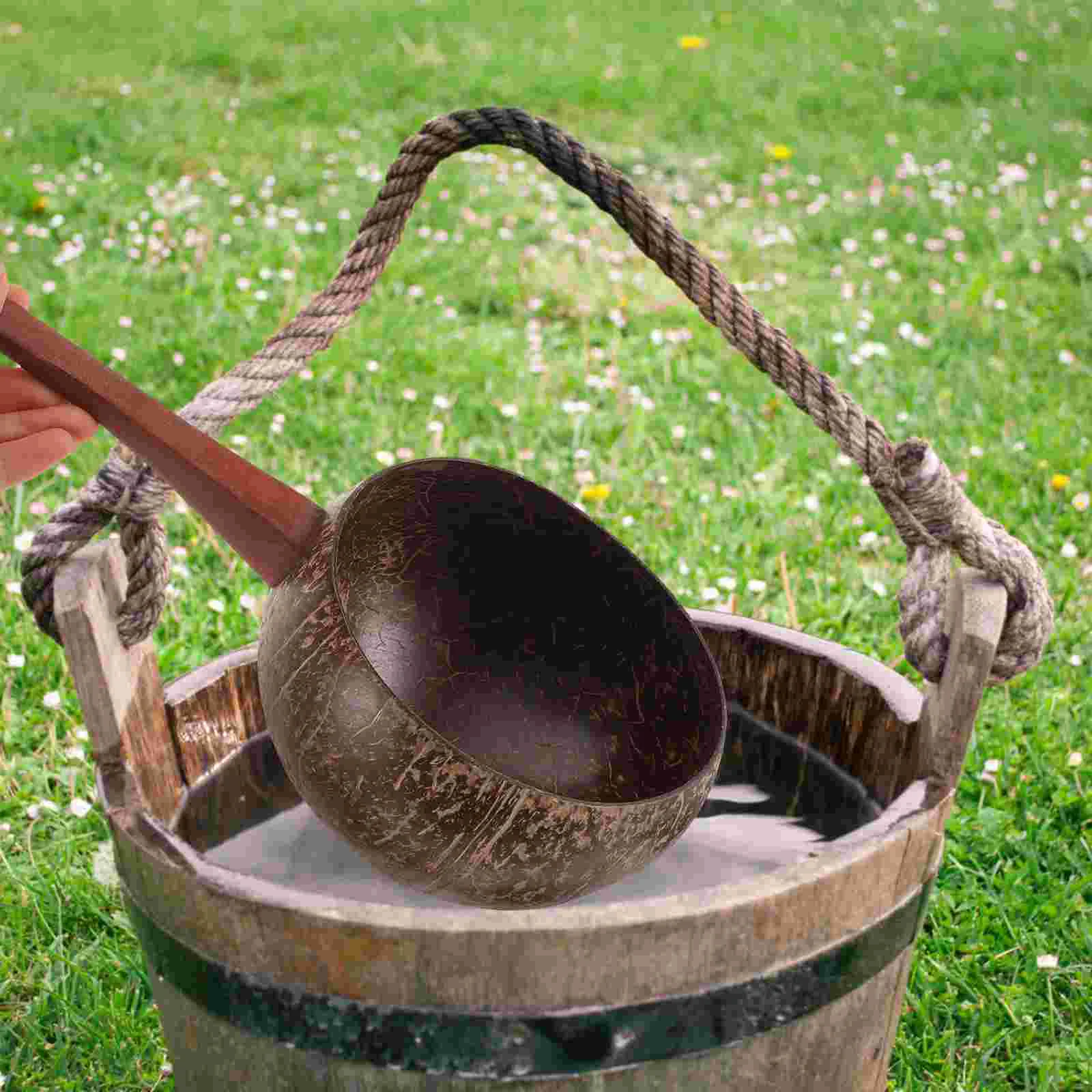 Кухонная утварь половник для воды бытовая скорлупа кокоса длинная ручка гаджет