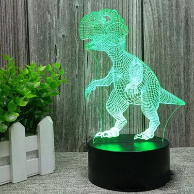 Креативный Рождественский 3D ночник в виде динозавра единорога СВЕТОДИОДНЫЙ