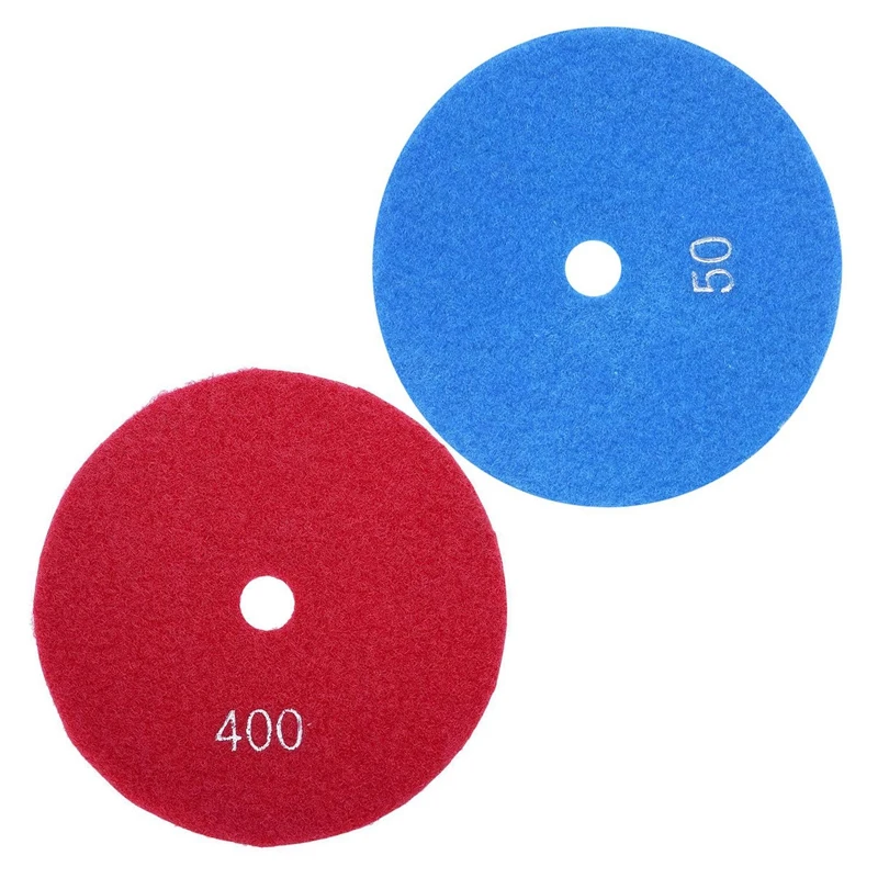 

2 Pcs 5 Inch 125mm Wet Diamond Polishing Pads Marble Granite Grits, 50 & 400