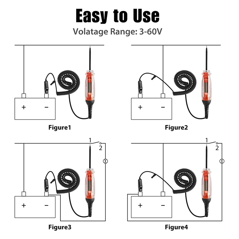 Automotive Test Light 3-60V DC Digital Tester With Voltmeter Heavy Duty Auto Ciruit Electric Pen